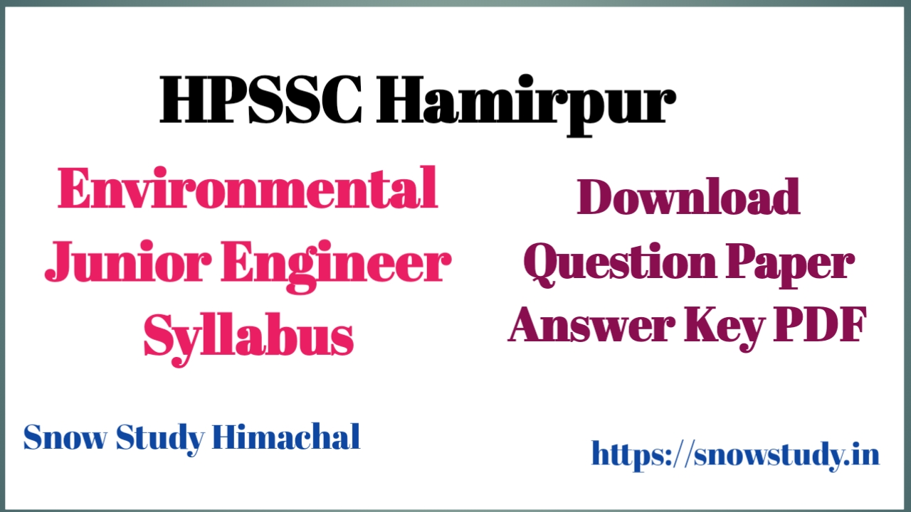 HPSSC Hamirpur Environmental Junior Engineer Syllabus Question paper