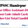 HPSSC Hamirpur JOA IT 939 Post Code RollNumber List