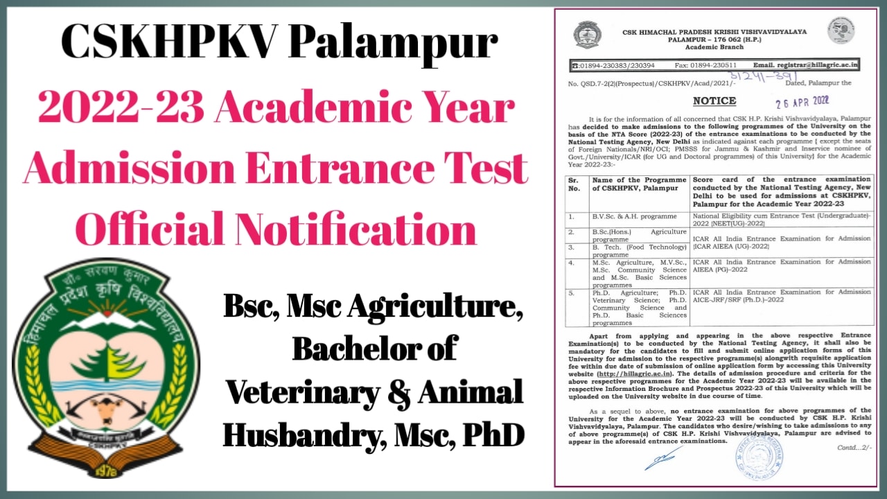 CSKHPKV Palampur Comman Entrance Test BSc Agriculture Veterinary 2023-24 -  Snow Study Himachal