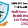 Atal Medical University NHM 983 Post Written Test Result Staff Nurse Female Health Worker